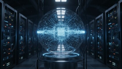 Quantum computer core in server room