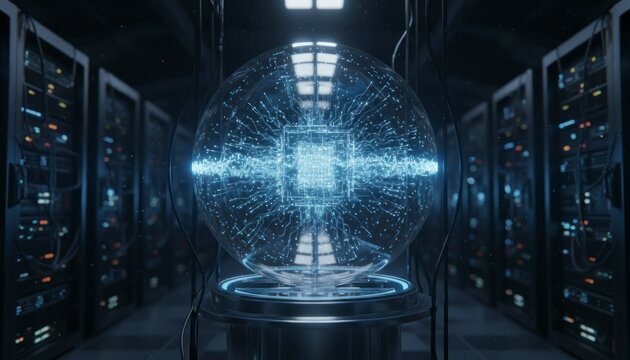 Quantum computer core in server room