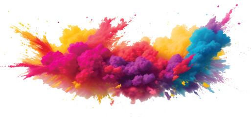 Colorful ink splashes and watercolor paint splatter design on a white background with an artistic grunge texture