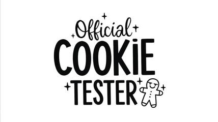 Fototapeta premium Official cookie tester silhouette with gingerbread man and sparkles festive holiday baking christmas season design