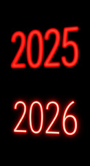 Digital Countdown: 2025 to 2026 in Red Neon