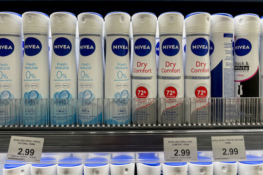 Bar, Montenegro, 30 October 2025, Nivea antiperspirant on supermarket shelf
