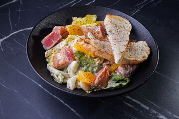 Creamy Bacon Salad With Oranges, Croutons, And Fresh Greens