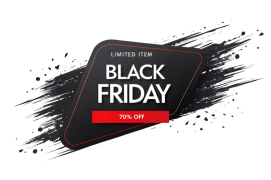 Black friday sale discount offer isolated on transparent background