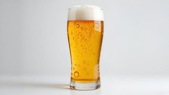 empty beer glass isolated on white background PNG ,AI GENERATED - Powered by Adobe