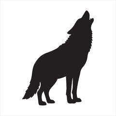Black Silhouette of a Howling Wolf 