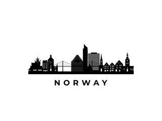 Fototapeta premium Vector Norway skyline. Travel Norway famous landmarks. Business and tourism concept for presentation, banner, web site.