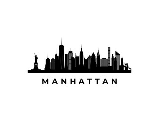 Vector Manhattan skyline. Travel Manhattan famous landmarks. Business and tourism concept for presentation, banner, web site.