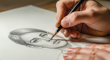 hand drawing portrait with pencil