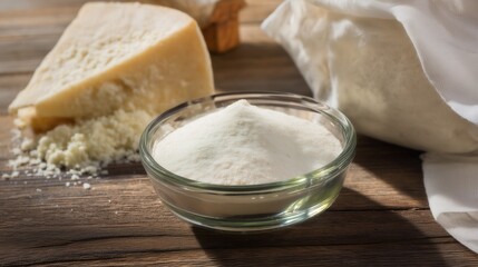 Fresh Lipase Enzyme Powder in Small Glass Dish. Generative AI