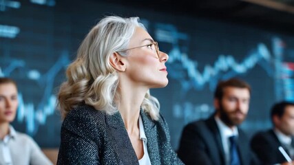 Business meeting in a modern office with professionals discussing strategy and analyzing data insights - Powered by Adobe