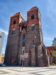 Majestic Cathedral Towers against a Blue Sky, Brzeg, Poland