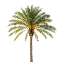Tall Palm Tree With Green Fronds Isolated Against a White Background Showcasing Tropical Beauty