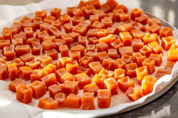 Traditional cubed pumpkin candy, an ancestral treat known as 