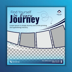 Travel promotion ad template for inspiring journeys and motivating travel adventures