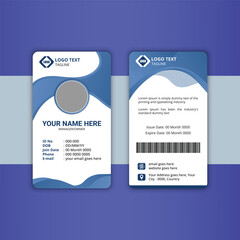Employee ID card template with modern blue professional corporate layout