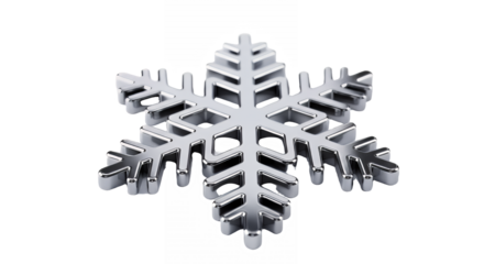 Silver snowflake representing winter holiday season design on transparent background