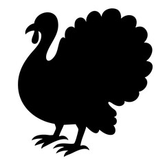 Autumn turkey silhouette with spread fan tail, traditional Thanksgiving farm bird