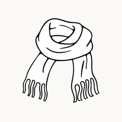 PrintLine art illustration of a cozy winter scarf, fashion accessory.