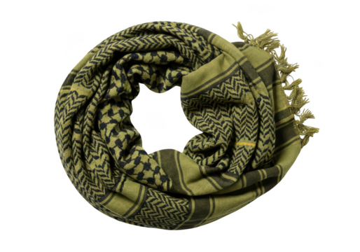 Olive green keffiyeh isolated on transparent background