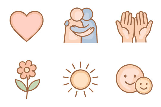 White art text heart hands compassion no love icon vector open hugging