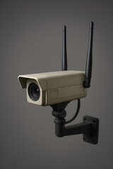 Retro CCTV camera with oversized antennas and vintage design