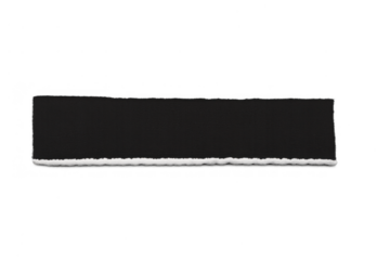 Black rectangular torn paper strip with jagged white edge over transparent background, blank rip effect