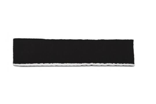 Black rectangular torn paper strip with jagged white edge over transparent background, blank rip effect