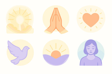 Hands prayer no icons peaceful text dove smooth icon vector faith light