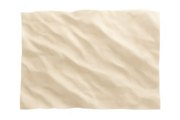 Crumpled beige paper creating a textured background, old parchment texture on transparent background