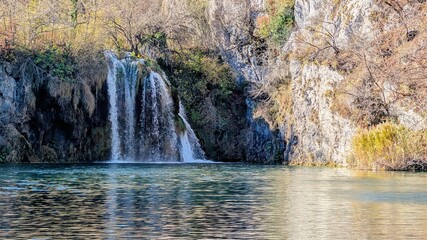 Beautiful landscape of Plitvicka Jezera National Park Croatia waterfalls turquoise lakes forest nature travel destination UNESCO world heritage