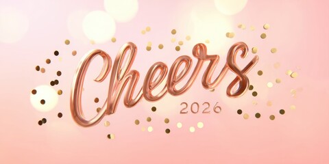 Ultra realistic typography art celebrating cheers 2026 with festive design