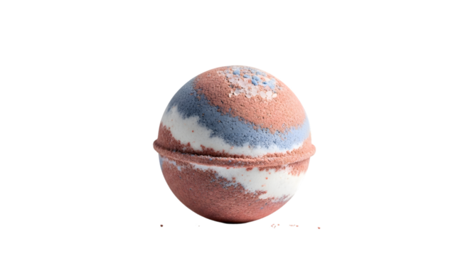 A colorful bath bomb isolated on transparent background with a layered design