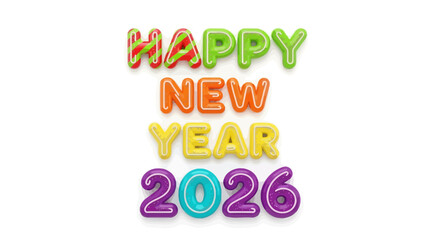 Festive happy new year graphic with celebratory elements and dynamic typography for holiday greetings and events