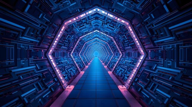 Glowing Geometric Tunnel