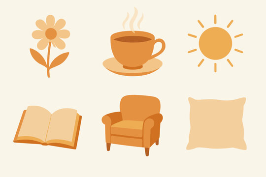 Flower soft icon composition text grid simple chair joys background no vector