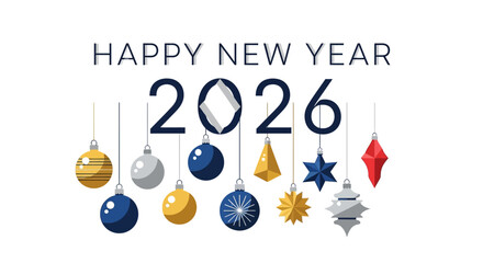 Festive happy new year text design with elegant curves and celebratory elements for new year s eve