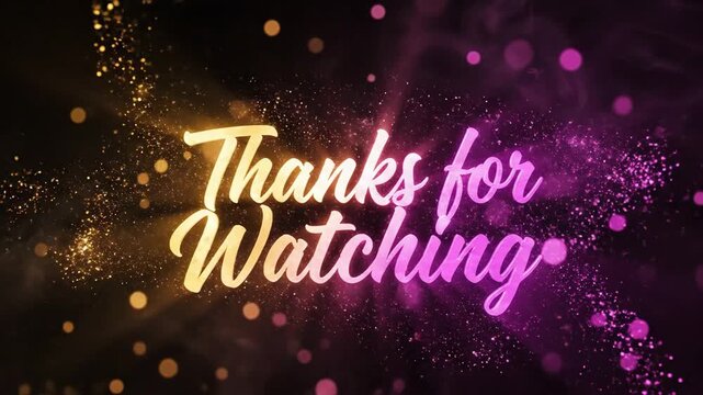 Abstract animated text with sparkling particles and light effects for a thank you message