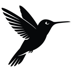 Black silhouette of a hummingbird in flight