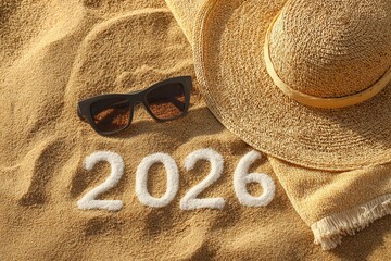 sunny beach scene welcoming 2026