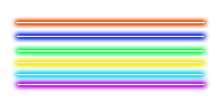 Set of Glowing Neon Light Lines &ndash; Colorful Electric Laser Beams, Futuristic Digital Light Streaks, Abstract Tech Background