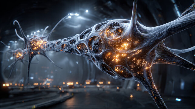 neuronal networks biotechnology neurons circuits bioinformatics neural connections deep learning algorithms artificial intelligence concept 3d rendering