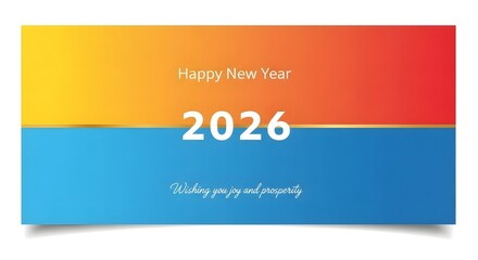 Vibrant gradient background with the year 2026 and abstract text for new year celebrations