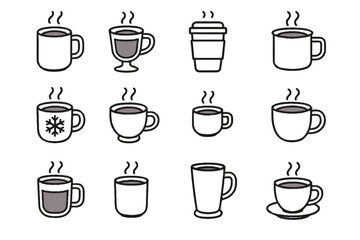 Ceramic vector icon saucer hot handleless chocolate tin latte travel cup mug