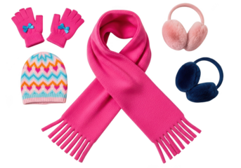 Winter accessories isolated on transparent background