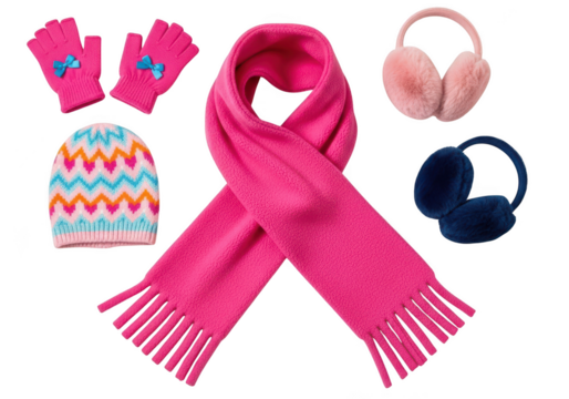 Winter accessories isolated on transparent background