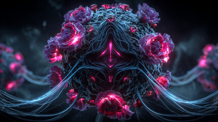 Vaccine COVID-19 virus SARS-COV-2 OMICRON strain coronavirus with vaccine concept background, covid-19 B.1.1.529 omicron  3d rendering