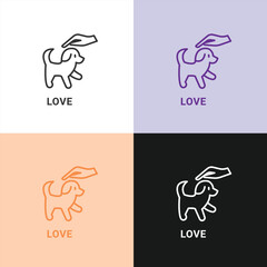 Pet Love and Care Icon with Hand Petting Dog for Animal Welfare, Veterinary Services, and Adoption Concepts.