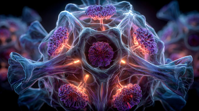 Cross-section Novel Langya virus, Henipavirus concept,  pleomorphic virus  3d rendering