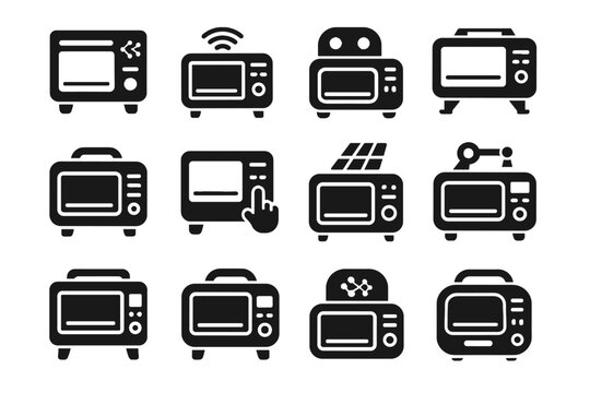 Digital icon virtual oven portable cooking culinary ai vector nano smart